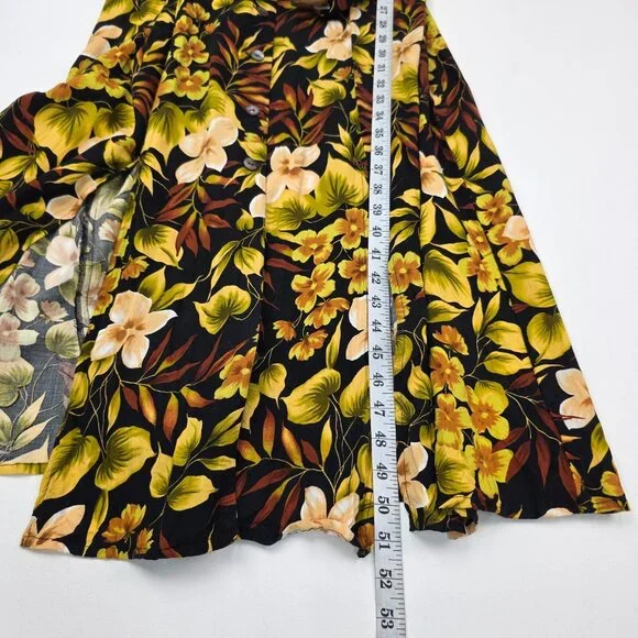 Vtg Scarlett Sleeveless Maxi Dress Womens 14 Black Yellow Hawaiian Floral Y2K - Picture 13 of 13